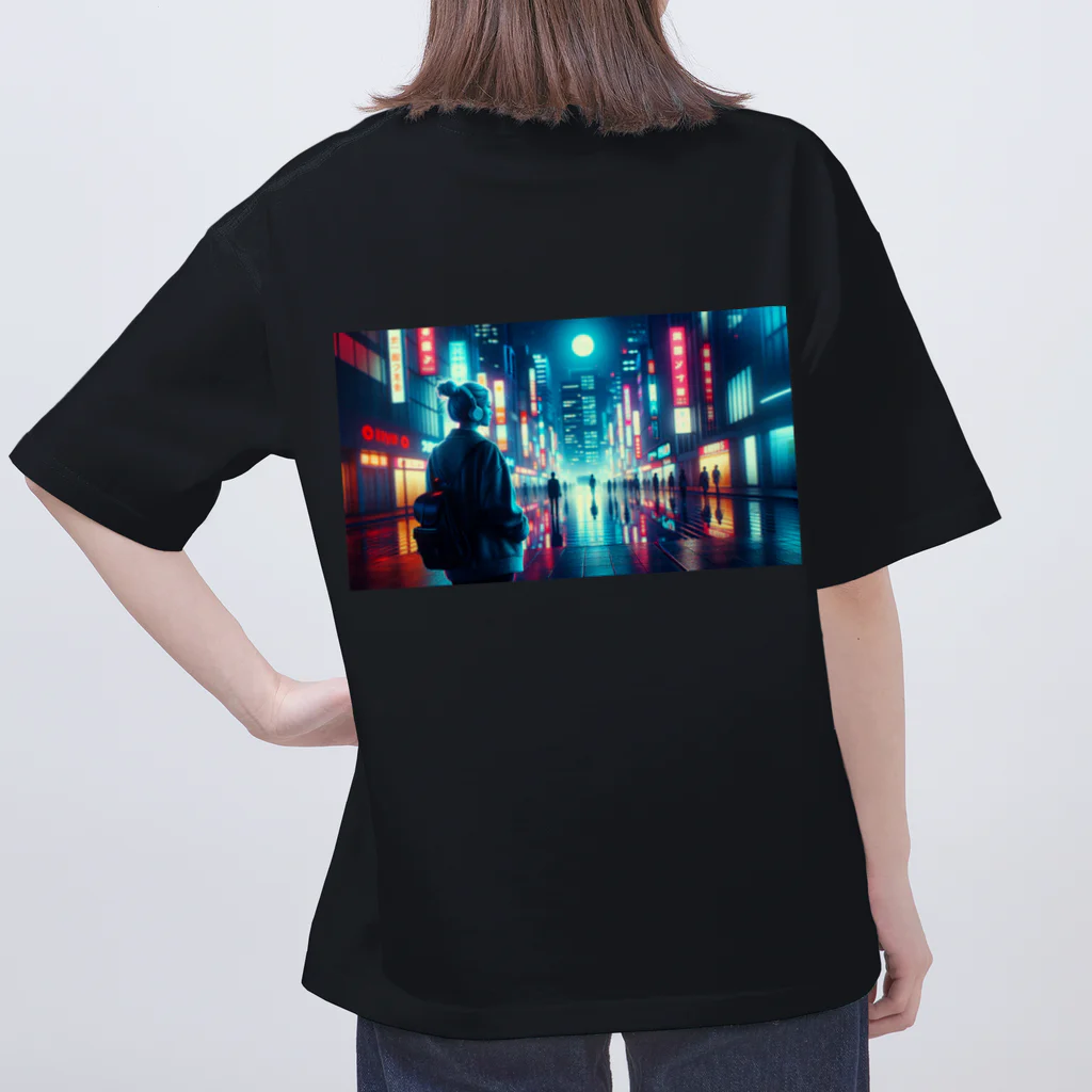 Rebel Rhapsodyのネオン街の孤独な女性 オーバーサイズTシャツ