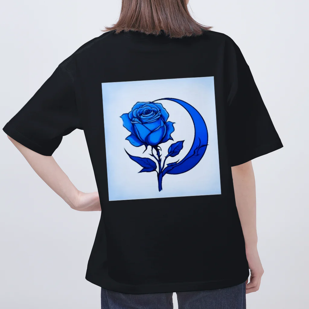 Licht_flowerの青い薔薇と月 オーバーサイズTシャツ