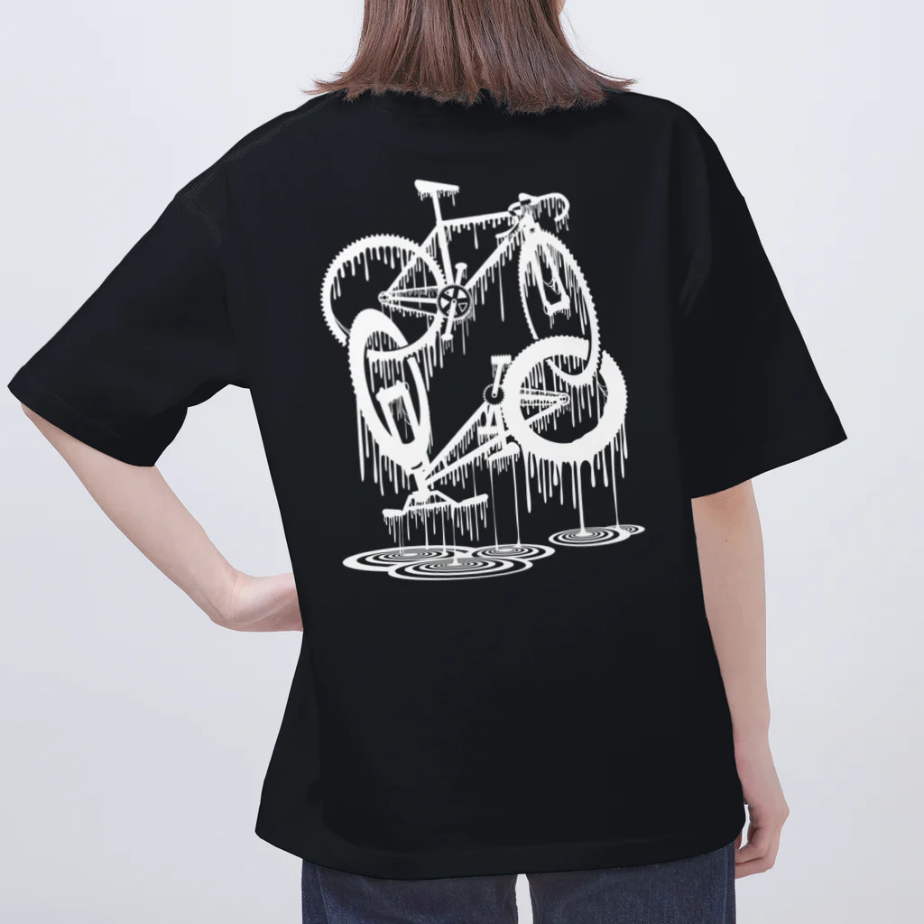 nidan-illustrationのmelted bikes #2 (white ink) オーバーサイズTシャツ