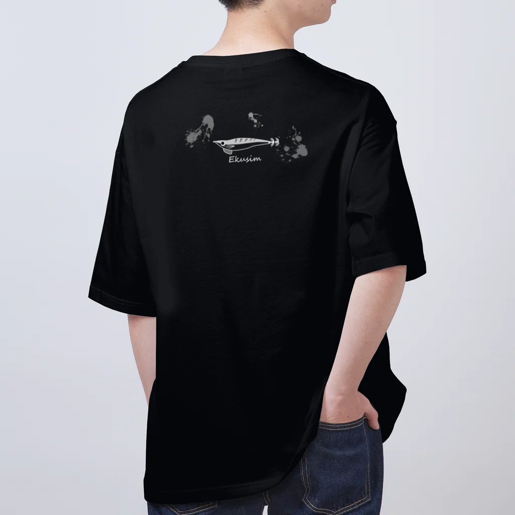 Ekusimのイカ墨まつり(線画白ver.) オーバーサイズTシャツ