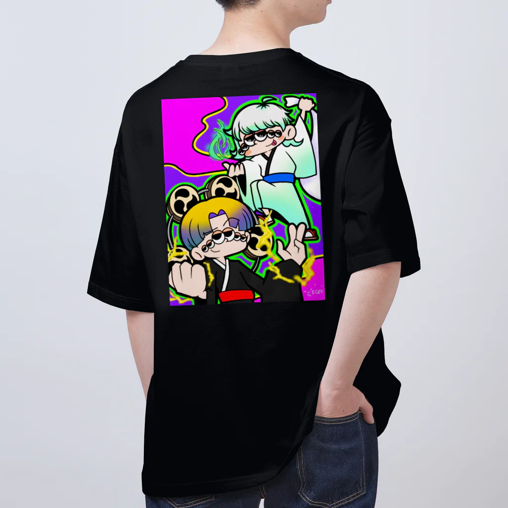 MOG WORK'sの風神雷神現代屏風 Oversized T-Shirt