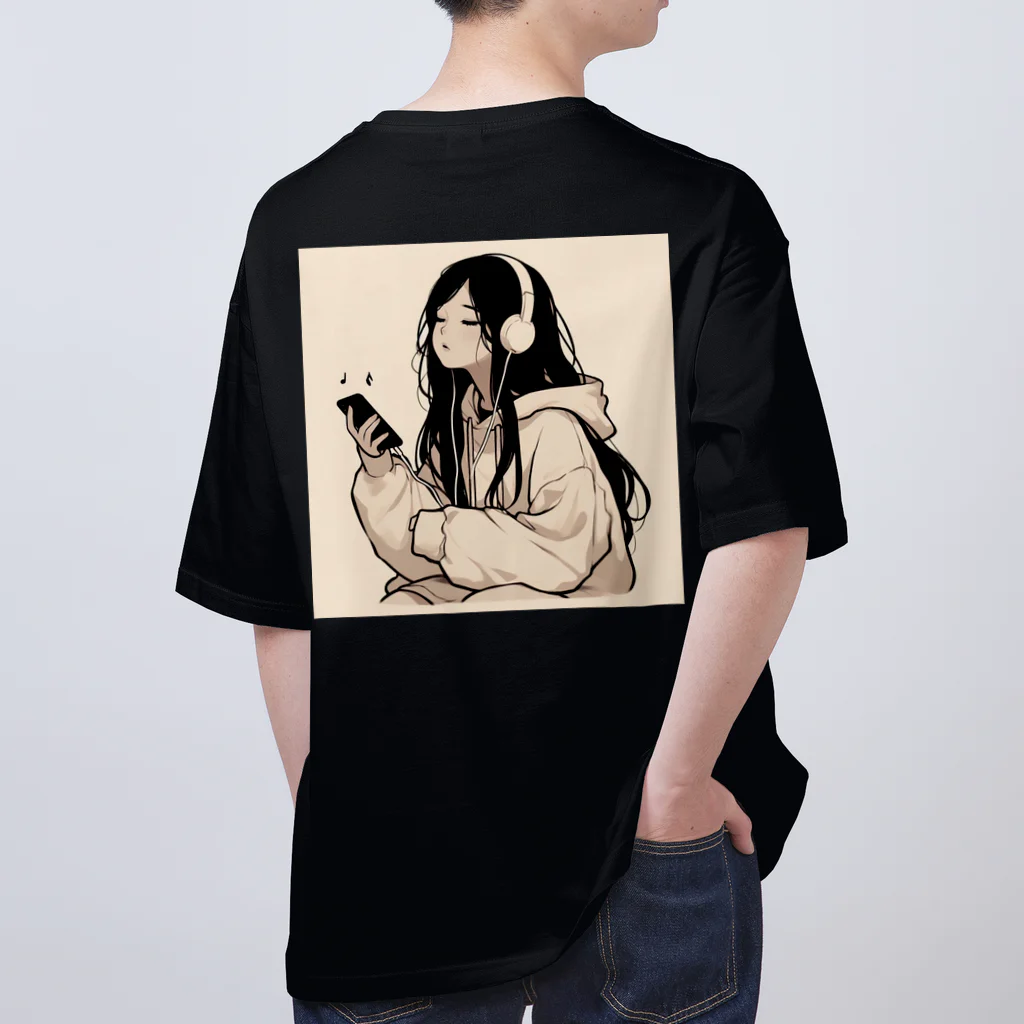 amechan0811のThe girl who listens to music2 オーバーサイズTシャツ