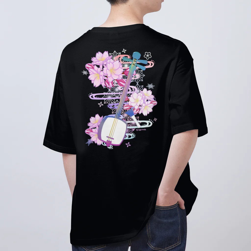 綾錦工房 りこりすの三味線 -雪月花- 【桜】 オーバーサイズTシャツ