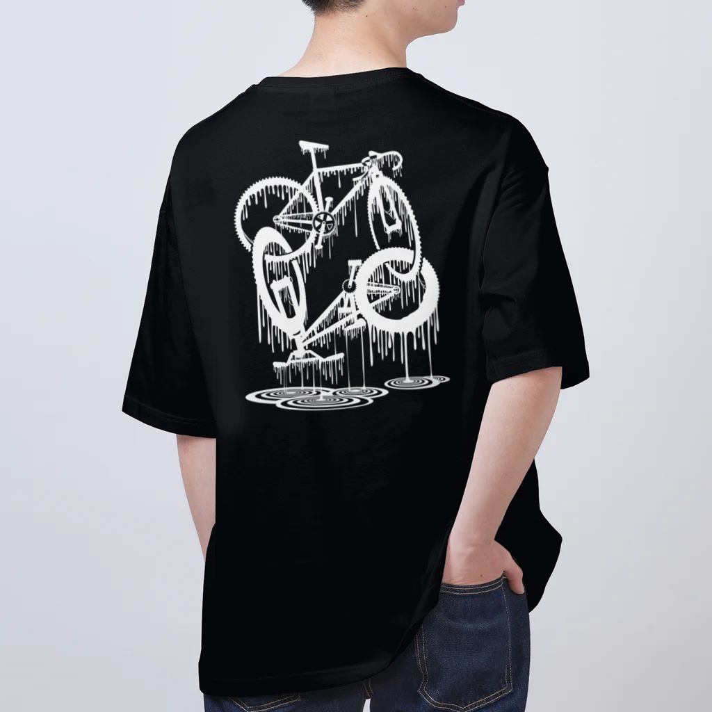 nidan-illustrationのmelted bikes #2 (white ink) オーバーサイズTシャツ