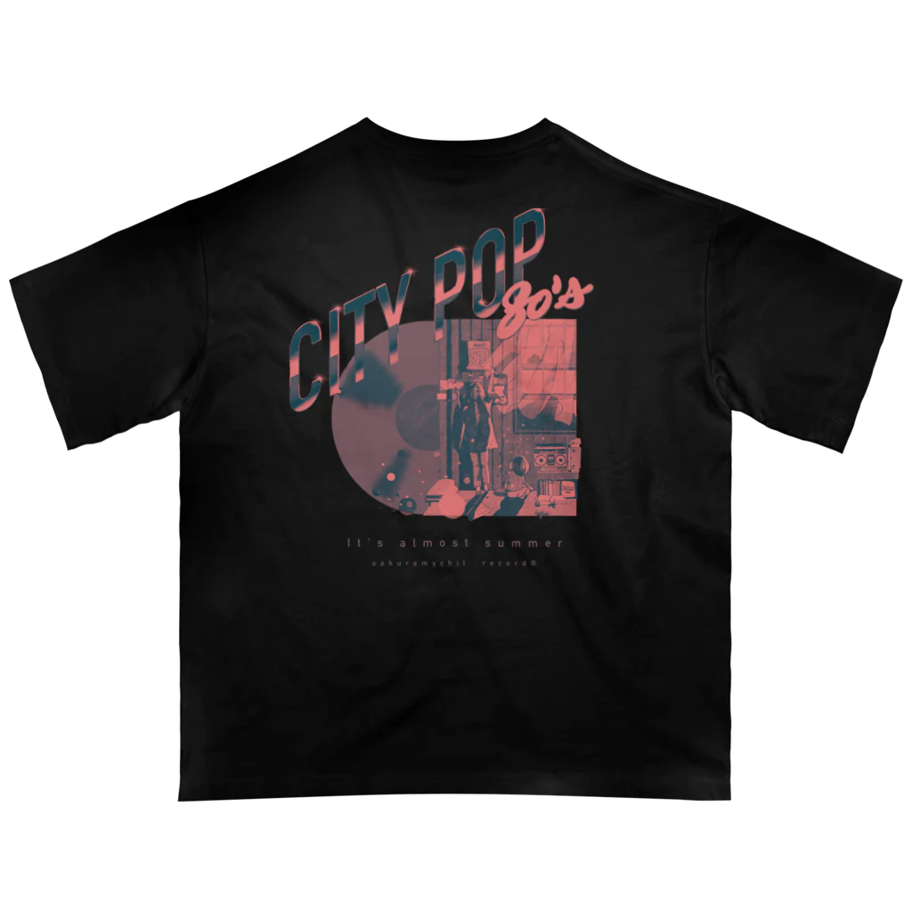 ダメうさリーモの桜舞い散るレコード Oversized T-Shirt