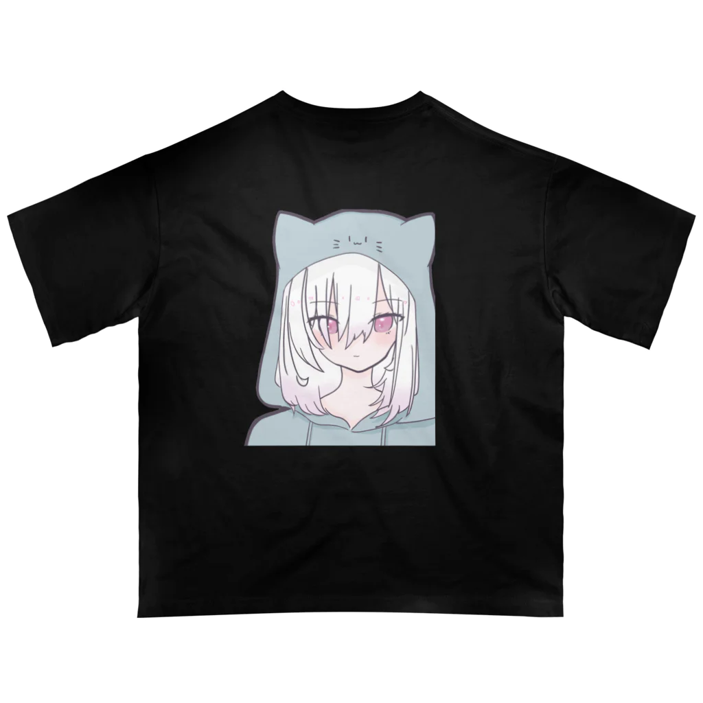 嶺巴@Twitchの嶺巴猫耳フード(背面) オーバーサイズTシャツ