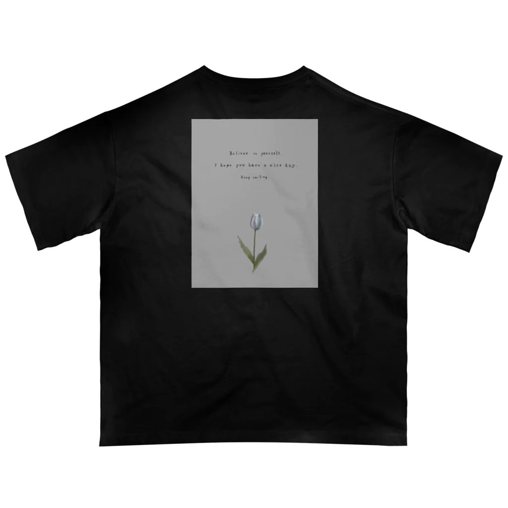 rilybiiのTULIP, white gray blue . オーバーサイズTシャツ