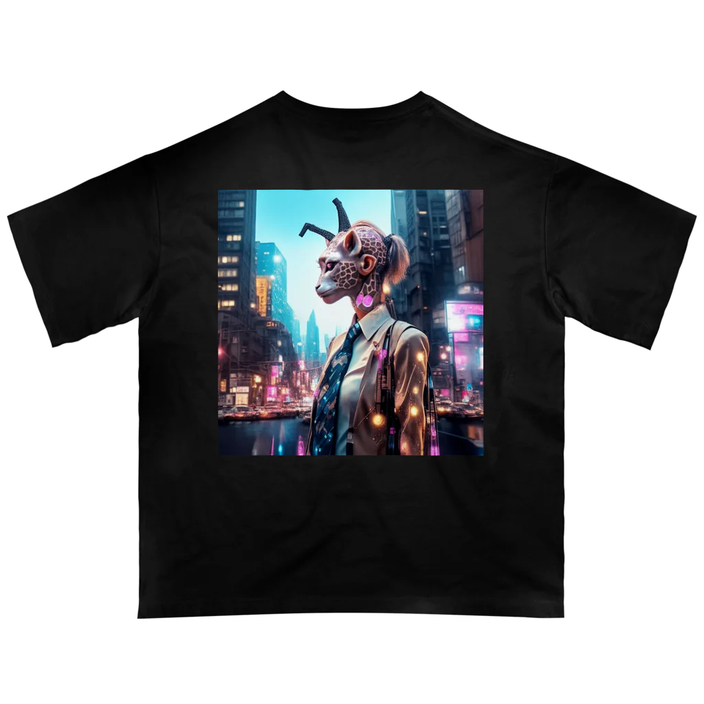 𝔔𝔘𝔒ℜℑ𝔄のCyberpunk giraffe オーバーサイズTシャツ