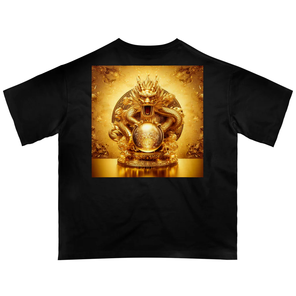 【金龍】Kinryuの【金運爆上げ】金龍守護神グッズ_001 オーバーサイズTシャツ