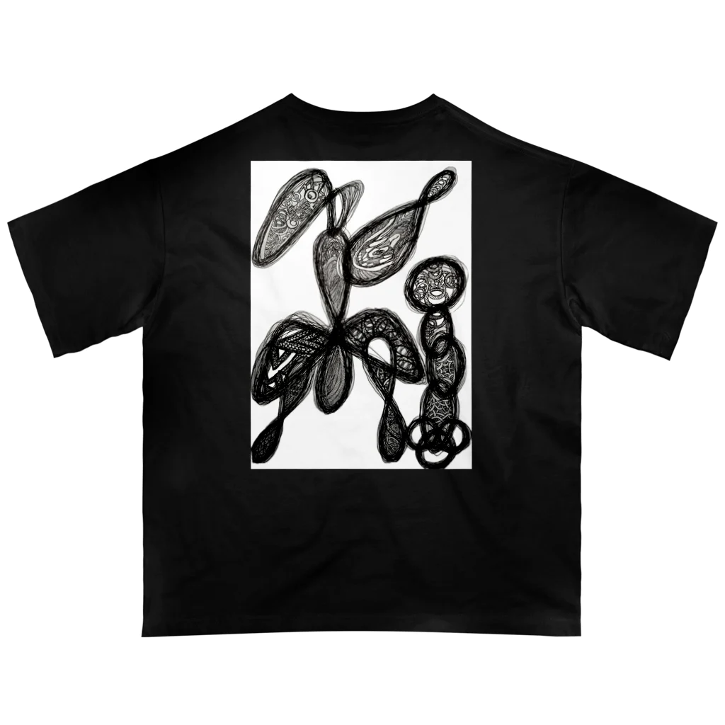 手描き屋　ゆうのyuu。ボールペンデザイン オーバーサイズTシャツ