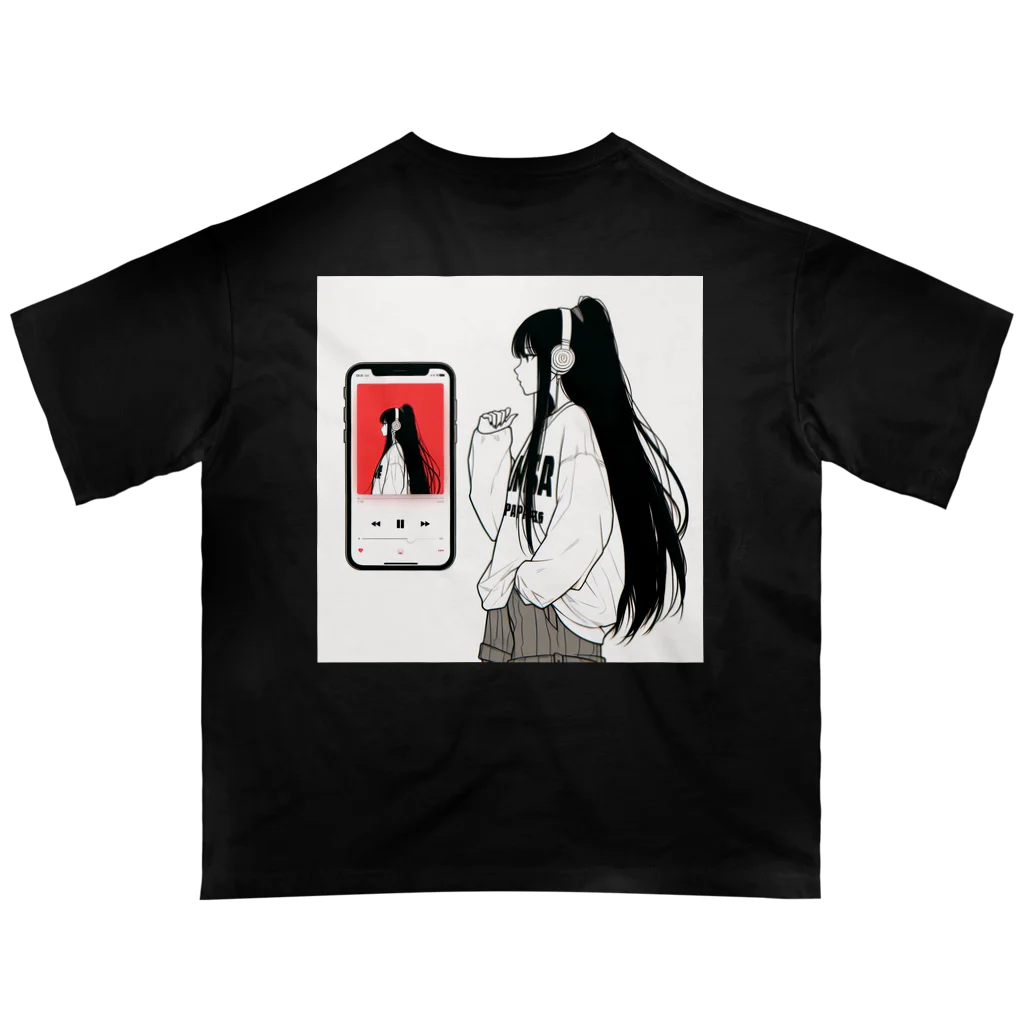 amechan0811のThe girl who listens to music オーバーサイズTシャツ