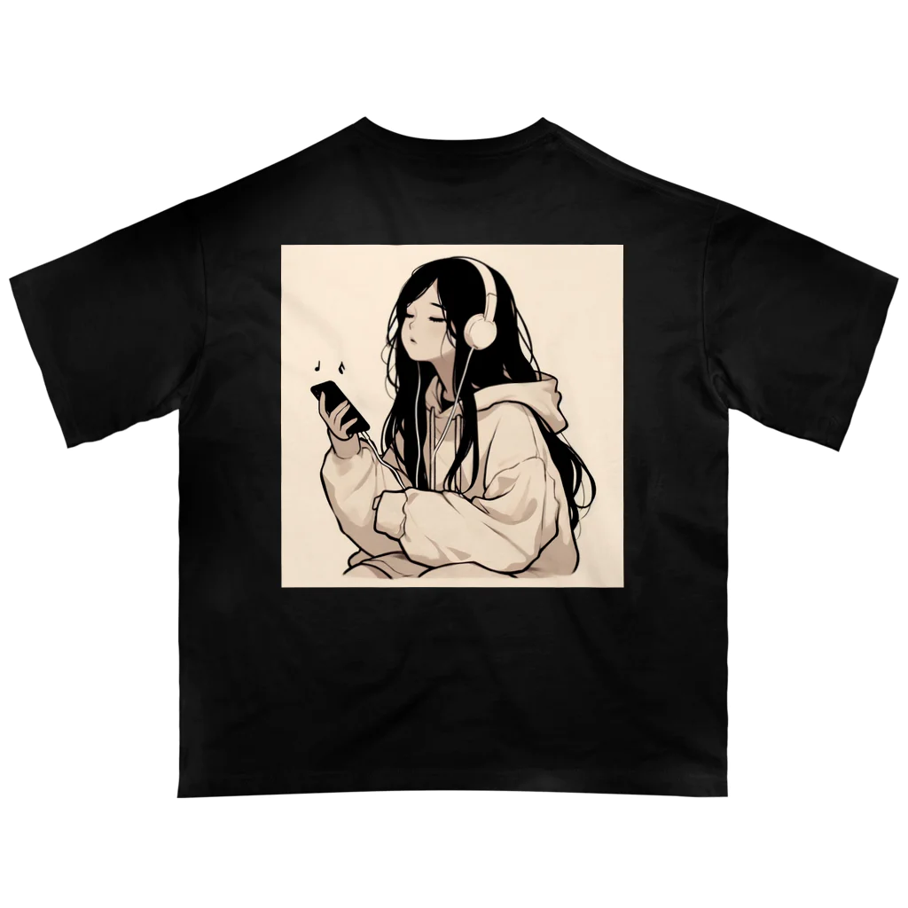 amechan0811のThe girl who listens to music2 オーバーサイズTシャツ