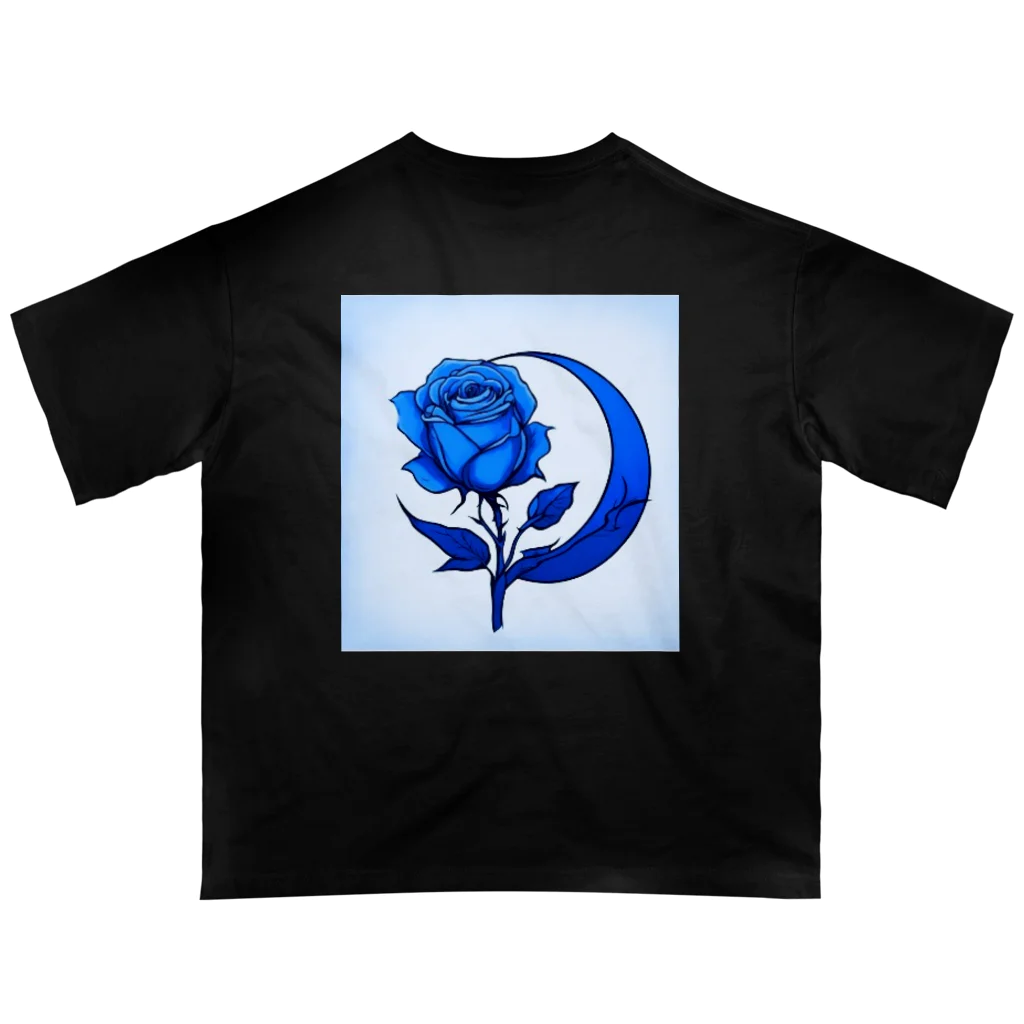 Licht_flowerの青い薔薇と月 オーバーサイズTシャツ