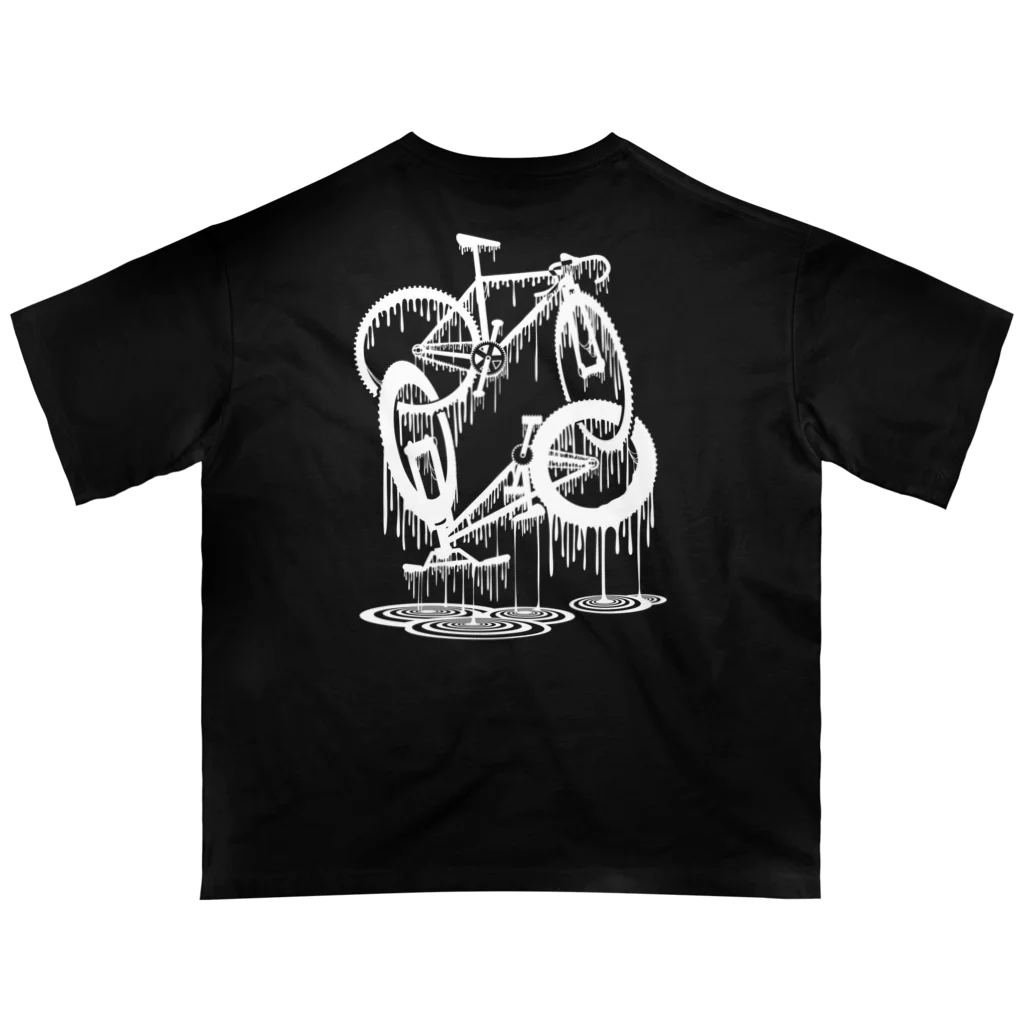 nidan-illustrationのmelted bikes #2 (white ink) オーバーサイズTシャツ