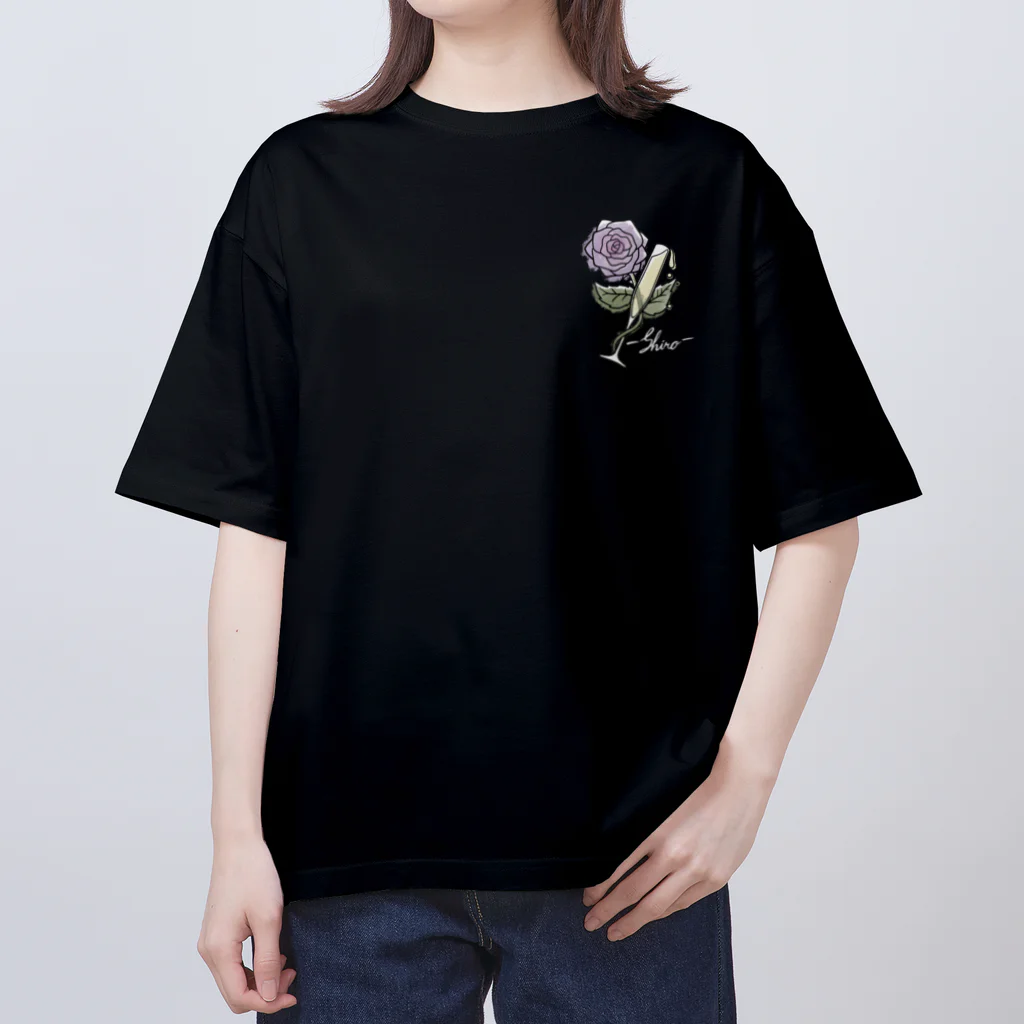 Djiro Online Shopの傾くグラスの薔薇Tシャツ オーバーサイズTシャツ