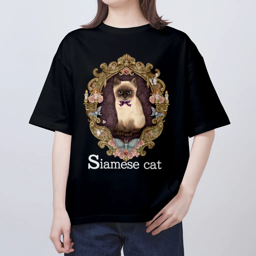 千秋薫オリジナルshopの夜中のシャム猫 Oversized T-Shirt