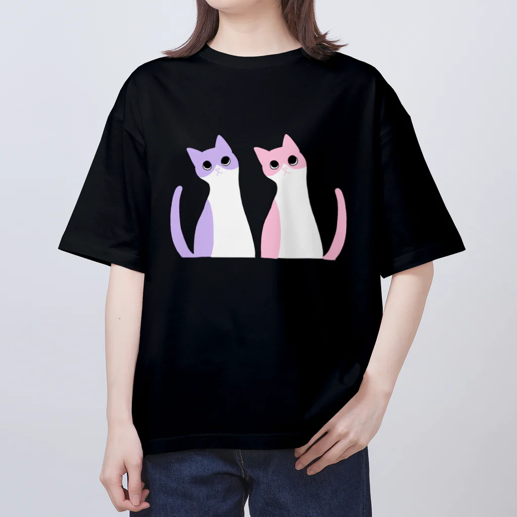 立琴の仲良しねこ オーバーサイズTシャツ