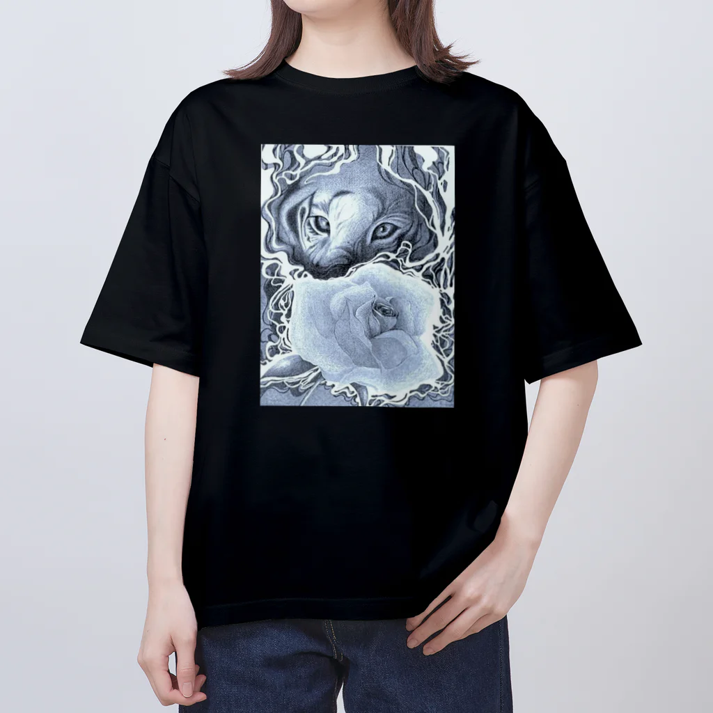 福　来の虎と薔薇 オーバーサイズTシャツ