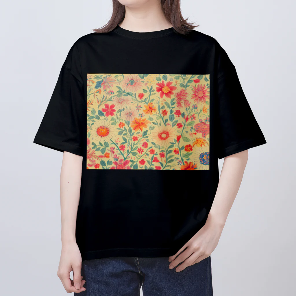 Wearing flashy patterns as if bathing in them!!(クソ派手な柄を浴びるように着る！)の花柄その5 Oversized T-Shirt