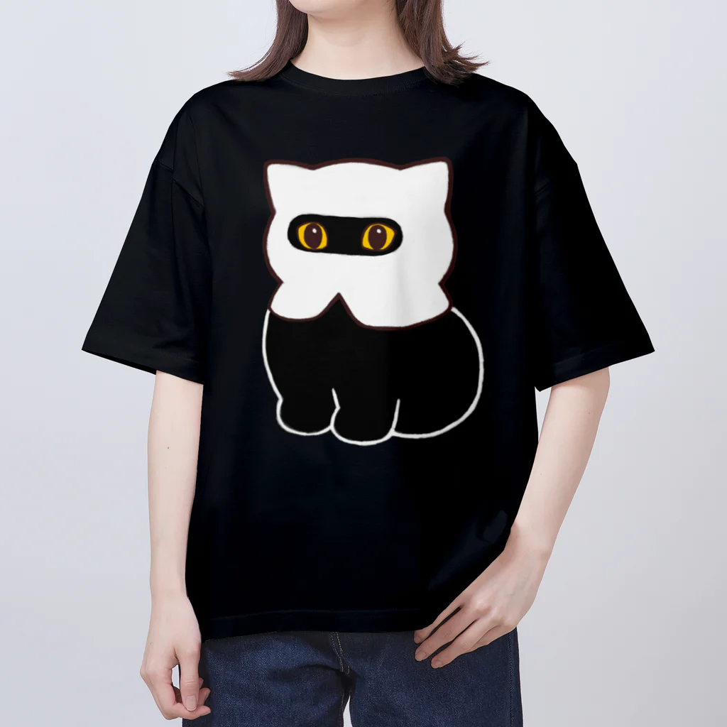 ふわにゃんshopの目出し帽にゃんこ(黒) Oversized T-Shirt