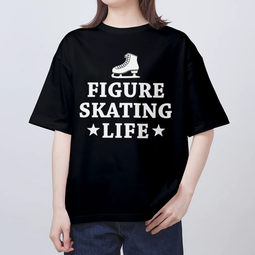 sports_tower スポーツタワーのフィギュアスケート・白・figure skating・グッズ・デザイン・フィギアスケート・#Tシャツ・ステップ・スピン・ジャンプ・スケート靴イラスト・技・男子・女子・かっこいい・かわいい・アイスダンス Oversized T-Shirt