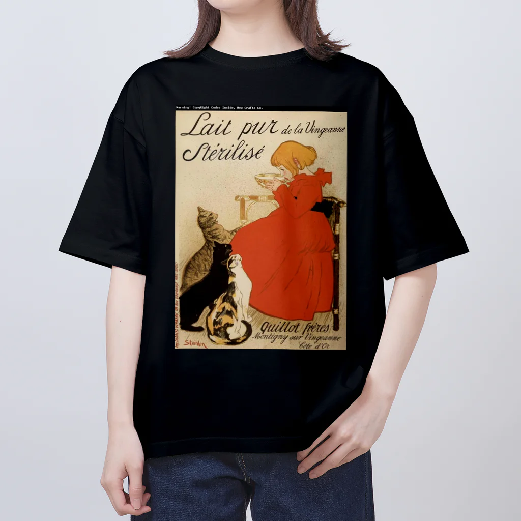 えとーの趣味商品店のアレクサンドル・スタンラン「猫と少女の組み合わせ」 Oversized T-Shirt