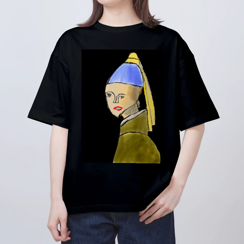 Genart0717のGirl with a pearl earring　フェルメールの真珠の耳飾りの少女 オーバーサイズTシャツ