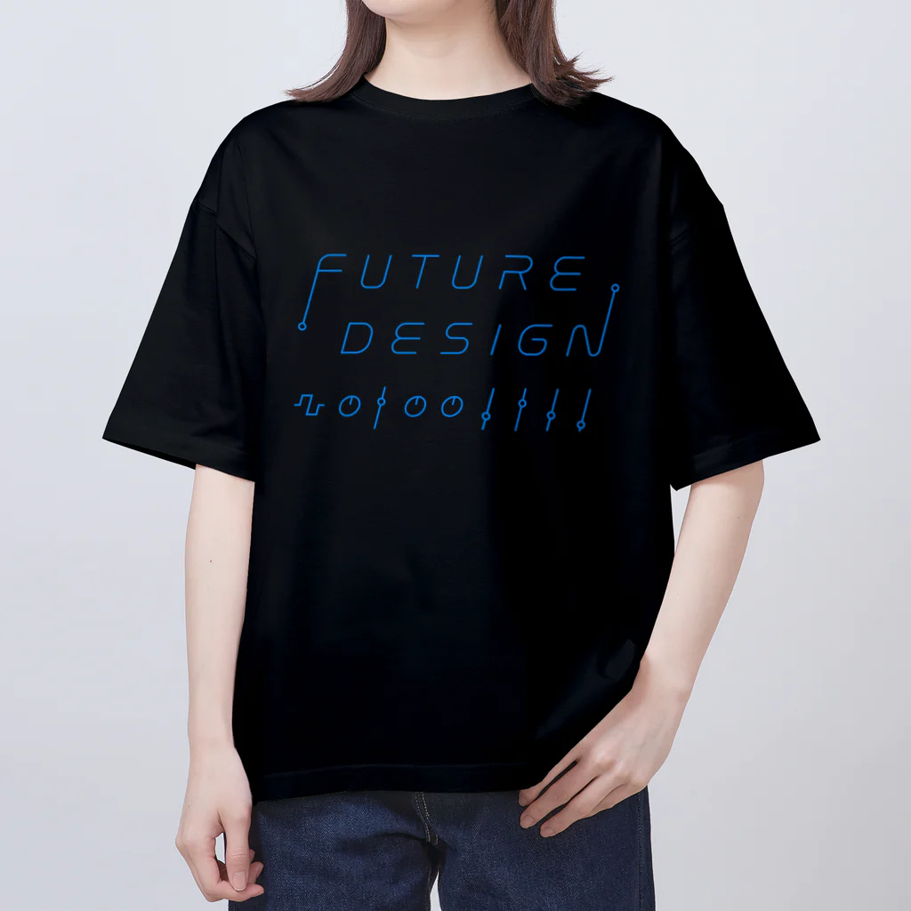 FUTURE VIBES DESIGNのFUTURE DESIGN（水色ライン） Oversized T-Shirt