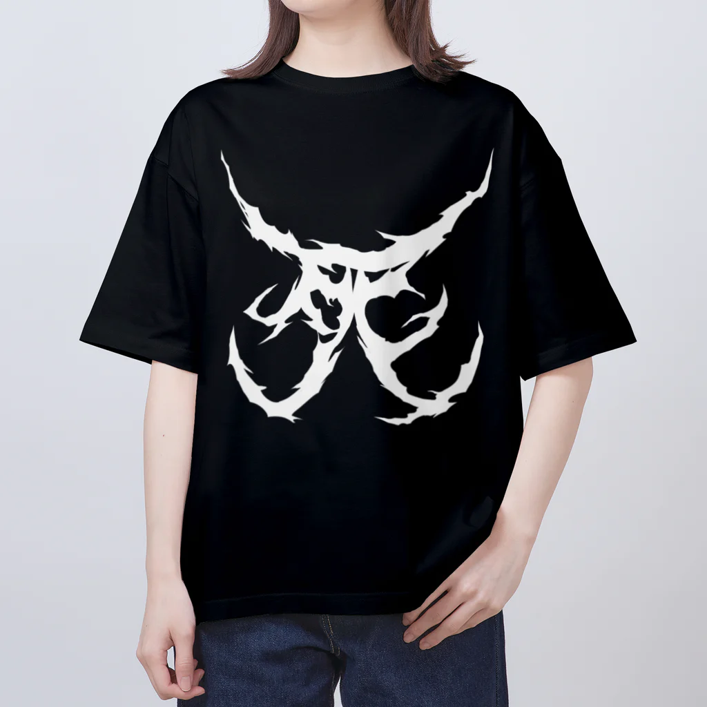 Hachijuhachiの死　DEATH METAL LOGO WHITE オーバーサイズTシャツ