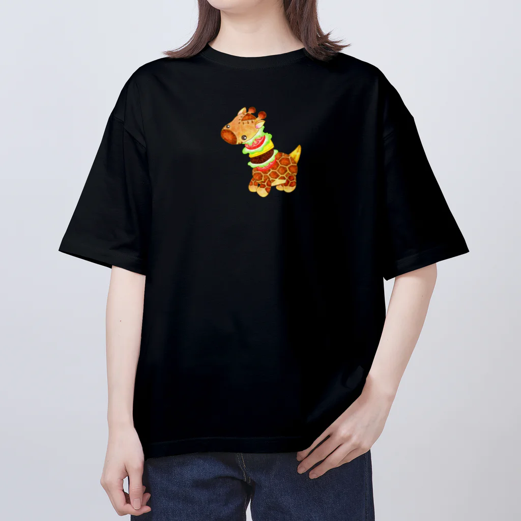 satoayaのアニマルカフェのフードアニマル　キリンバーガー オーバーサイズTシャツ