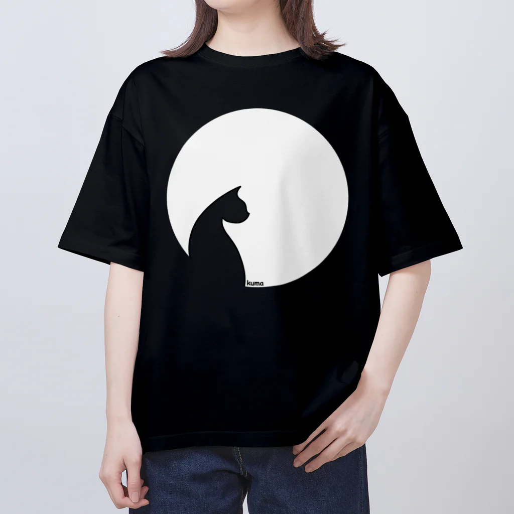 mkumakumaの猫と白丸 Oversized T-Shirt