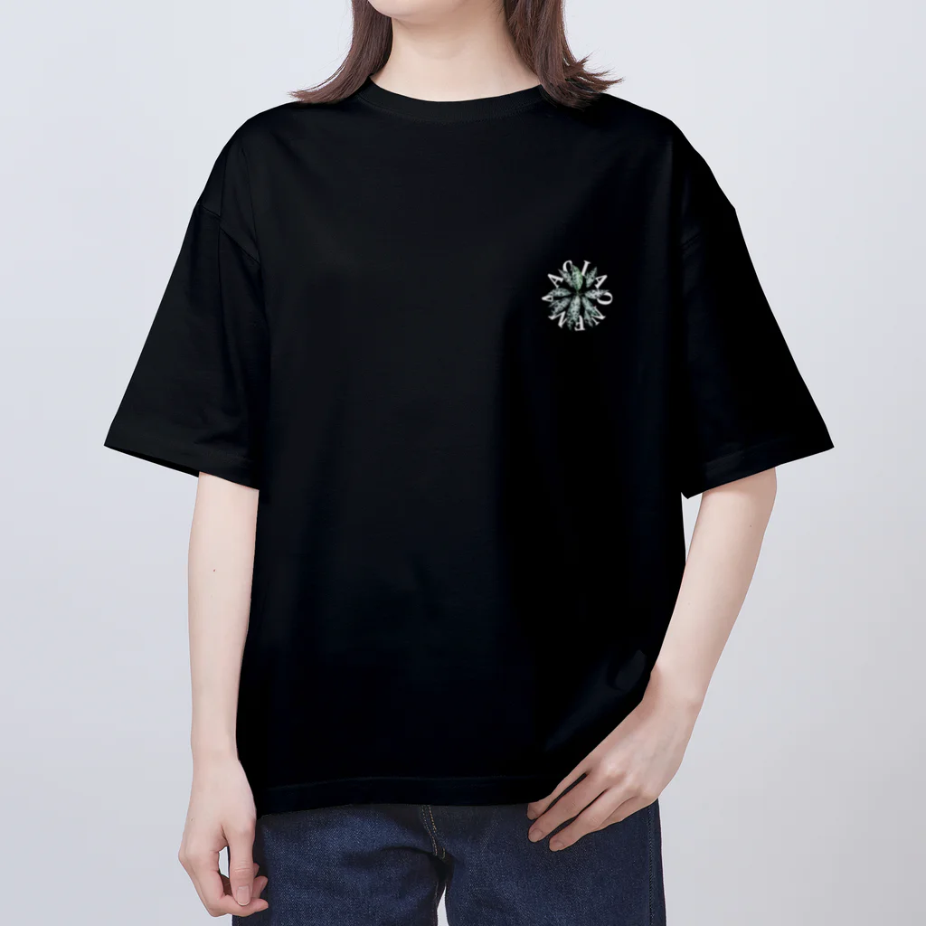 熱帯デザイン.com@SUZURIの【サークルロゴ】AGLAONEMA PICTUM（アグラオネマピクタム）WHITE オーバーサイズTシャツ