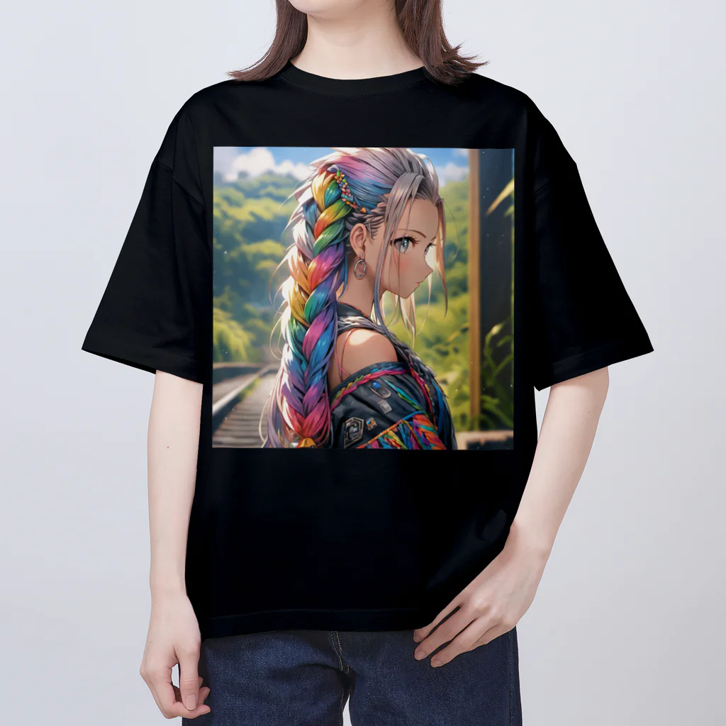 かわいい娘ショップのレインボウ娘 Oversized T-Shirt