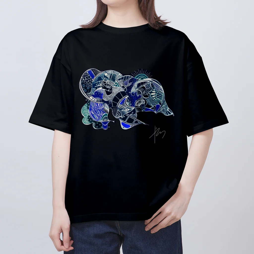 牧 やひろの暗転 鶏土竜 オーバーサイズTシャツ