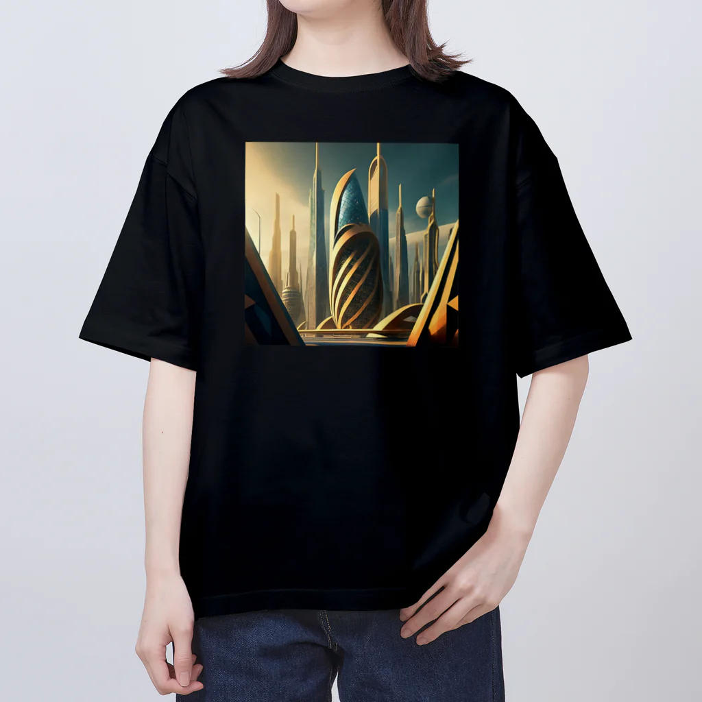 のんびりアート工房のジオメトリック都市 Oversized T-Shirt