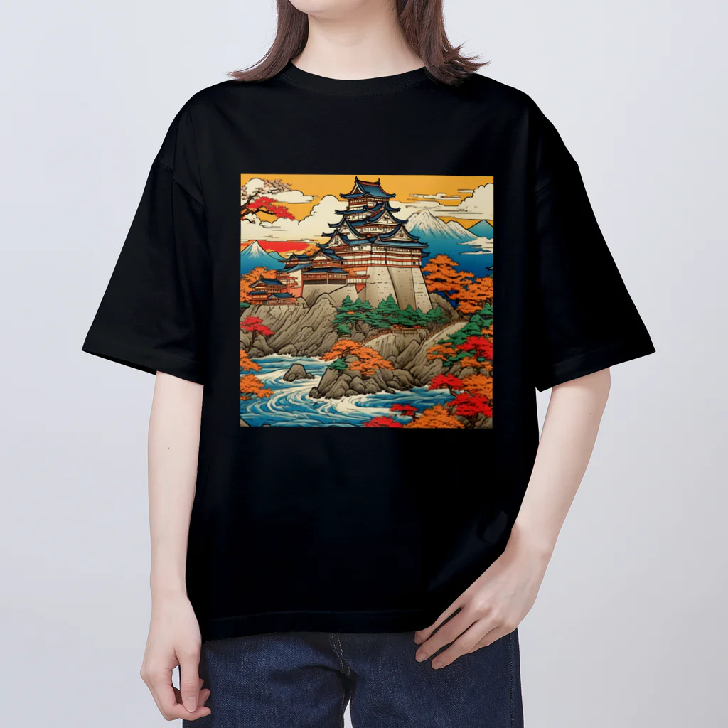 日本の風景 COOL JAPANの日本の風景、お城　Japanese castle オーバーサイズTシャツ