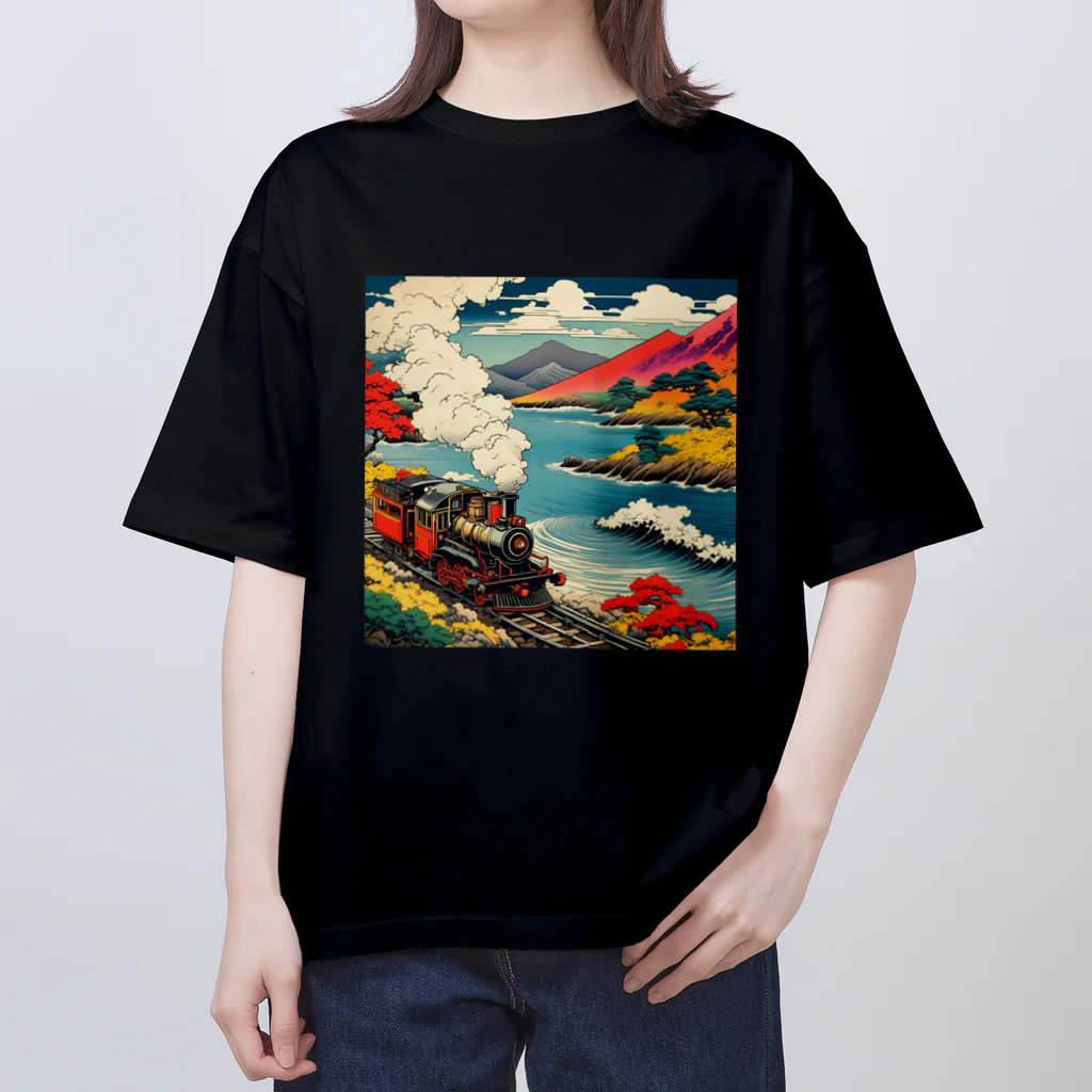 日本の風景 COOL JAPANの日本の風景:SL 蒸気機関車、Japanese senery:SL Steam locomotive オーバーサイズTシャツ