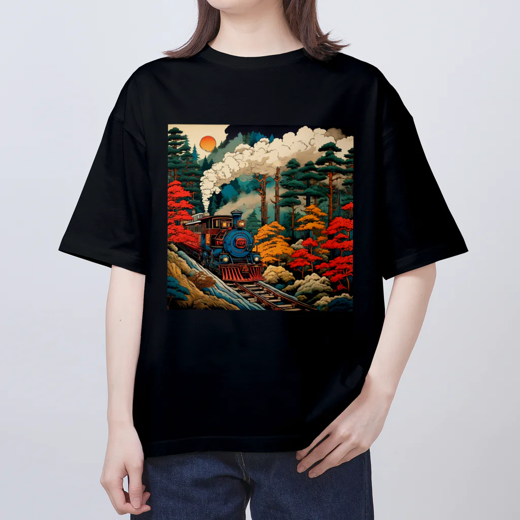 日本の風景 COOL JAPANの日本の風景:SL 蒸気機関車、Japanese senery:SL Steam locomotive オーバーサイズTシャツ