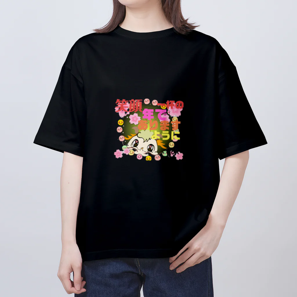 porte☘️bonheur〜ﾎﾟﾙﾄ·ﾎﾞﾇｰﾙの龍神〜AURA〜笑顔 オーバーサイズTシャツ