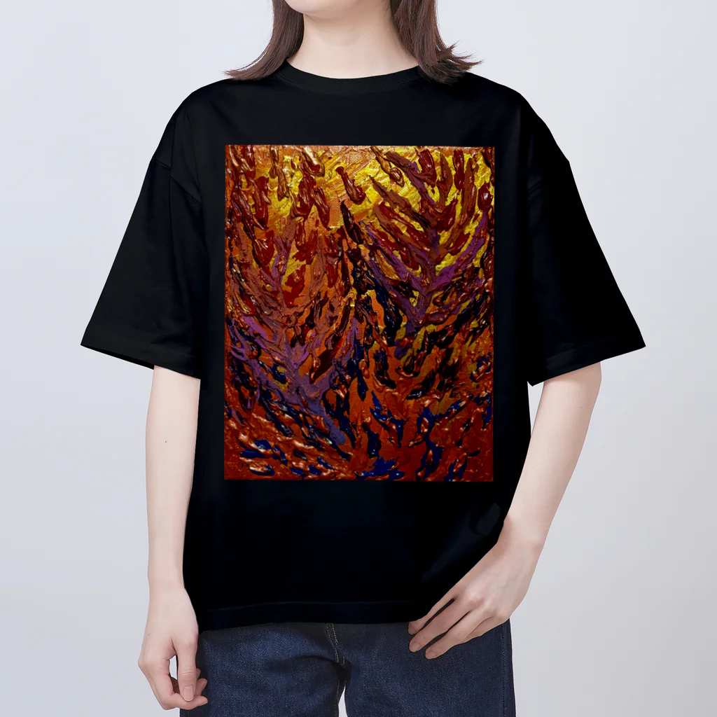 T.A.G テクスチャーアート 立体感 質感 カラフル 色彩 色合い 抽象 アブストラクト パワー エネルギー 波動 絶望 kawaiiのEmergence Oversized T-Shirt
