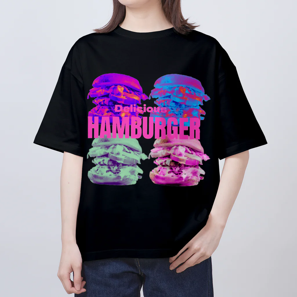 DeliciousHAMBURGERのDelicious HAMBURGER🍔ネオン4カラーバーガー オーバーサイズTシャツ