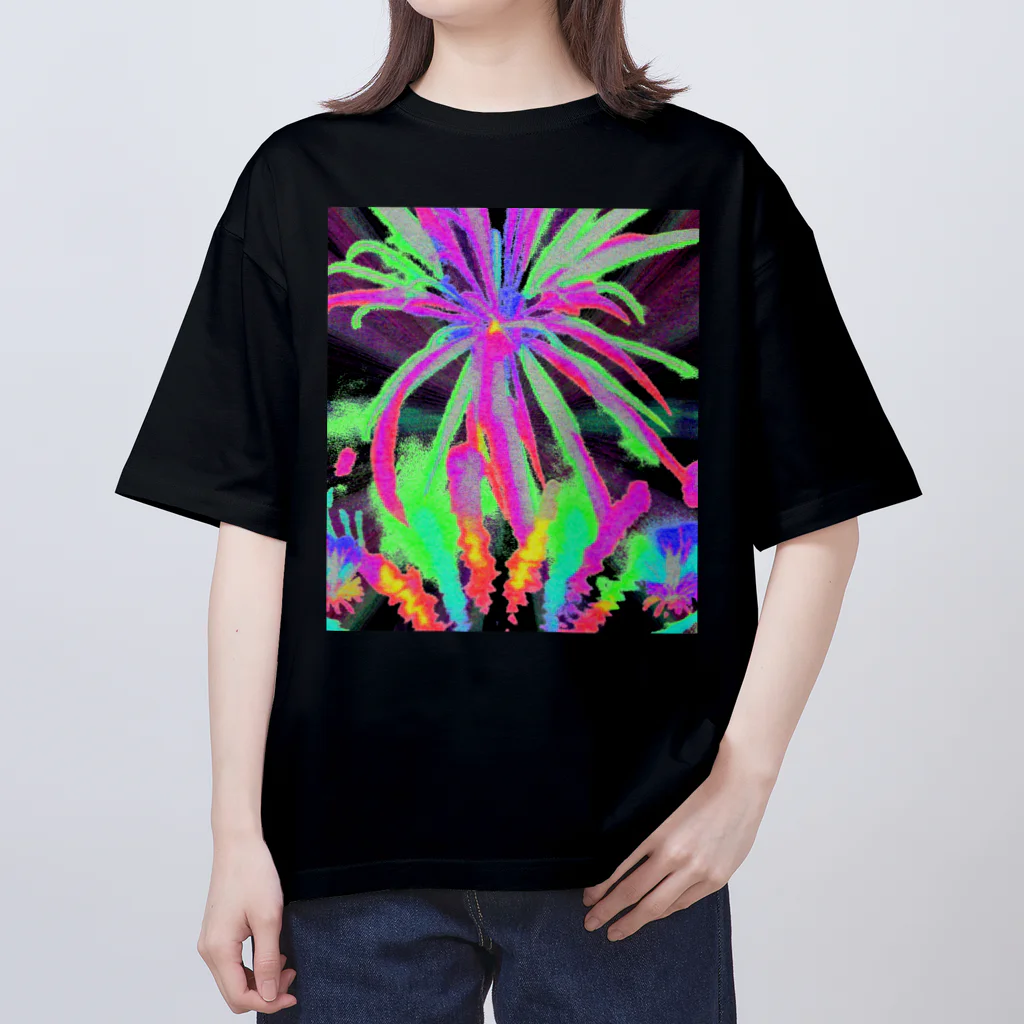 水草のおしゃれな花火 オーバーサイズTシャツ