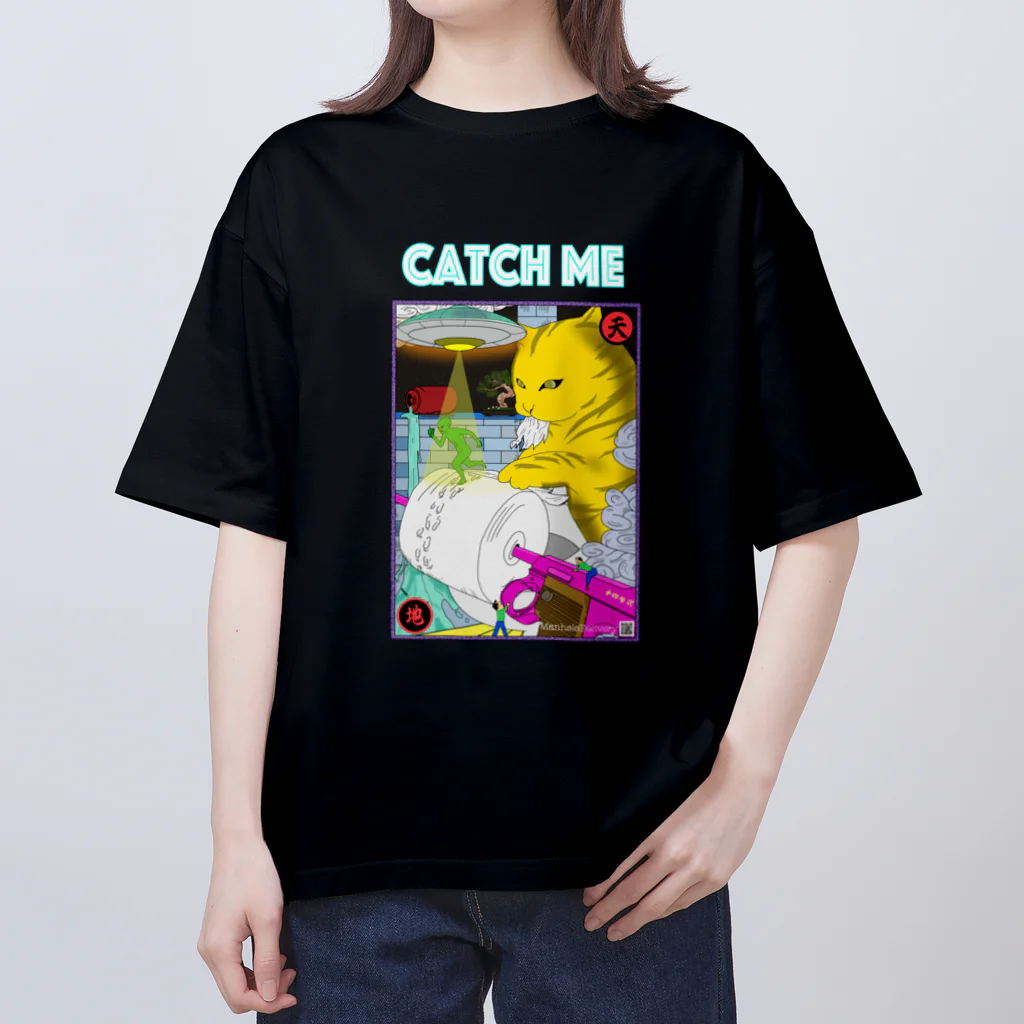 Manhole Delivery　の宇宙人と戯れる猫 オーバーサイズTシャツ Oversized T-Shirt