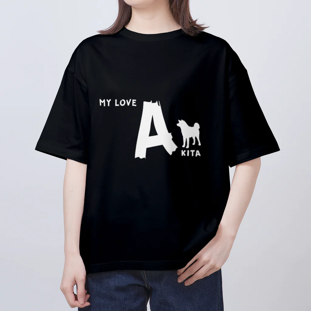 onehappinessのMY LOVE AKITA（秋田犬）　ホワイト オーバーサイズTシャツ