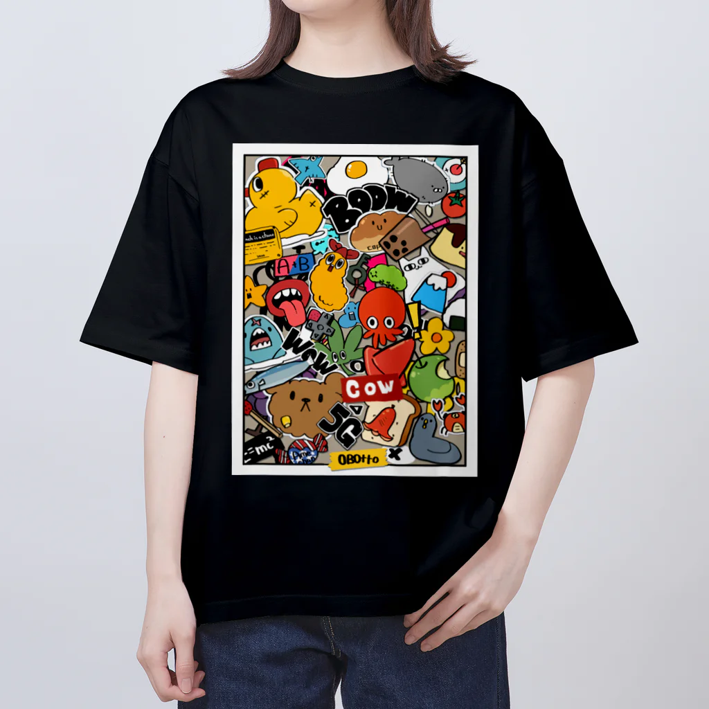 おかゆ帝国のステッカーボム アート おかゆ帝国 Oversized T-Shirt