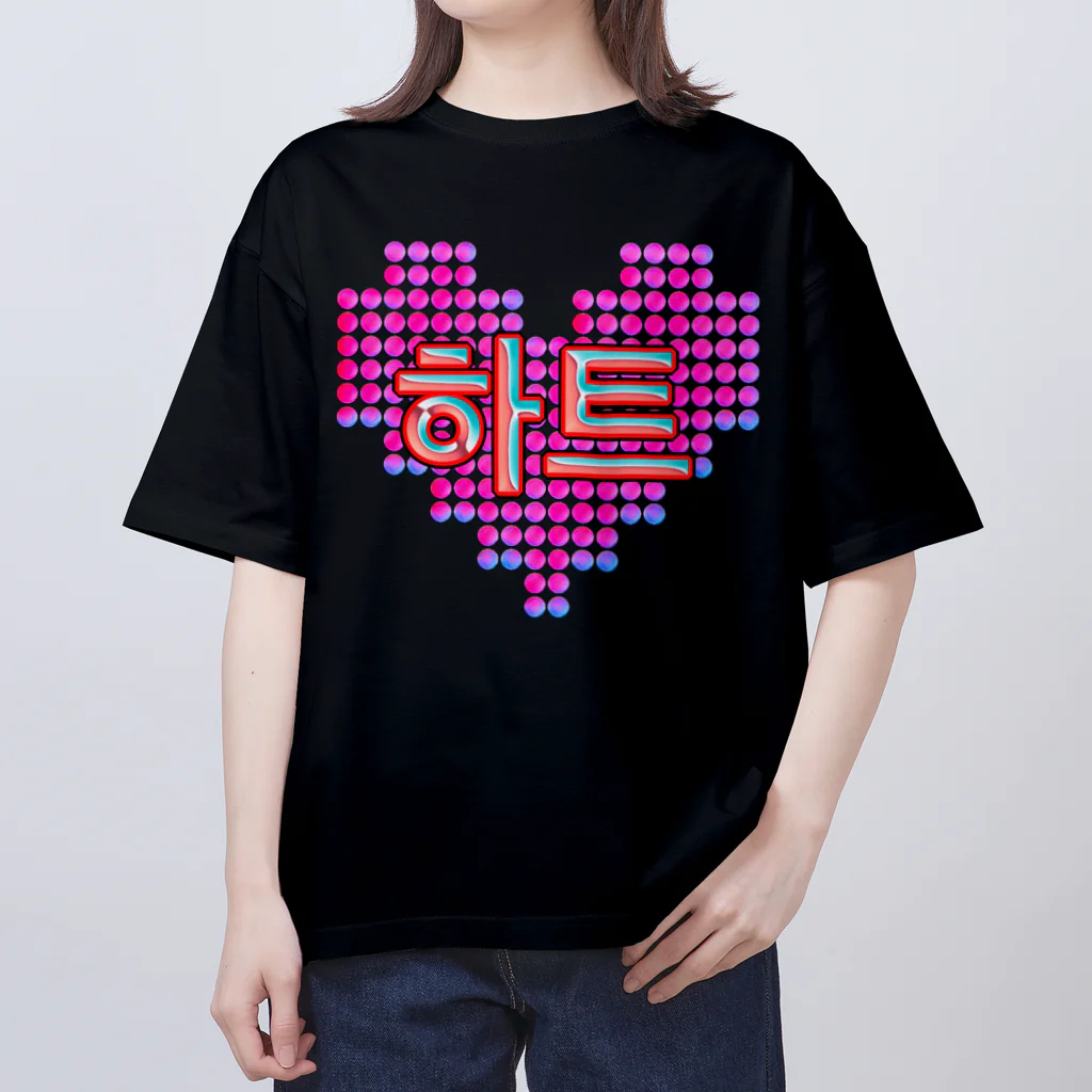 LalaHangeulの하트(ハート)  ピンクドット オーバーサイズTシャツ