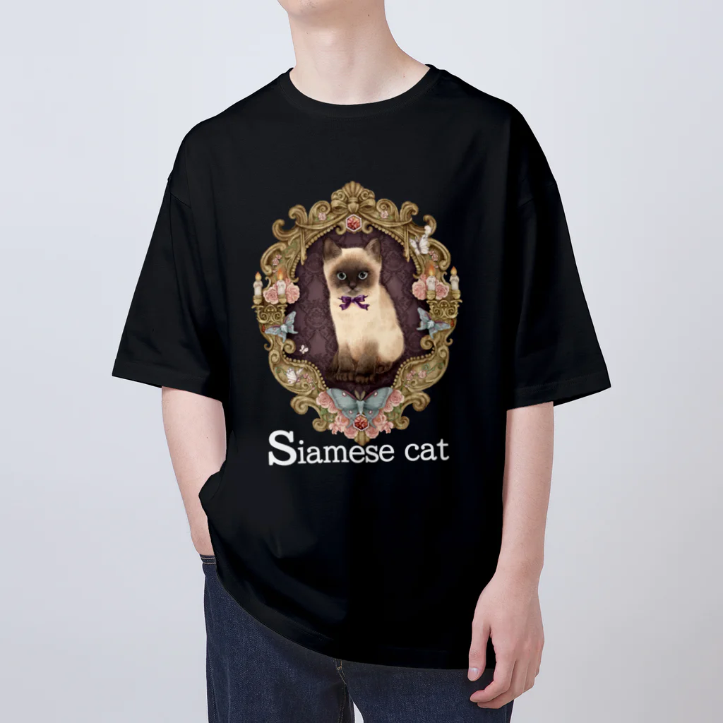 千秋薫オリジナルshopの夜中のシャム猫 Oversized T-Shirt