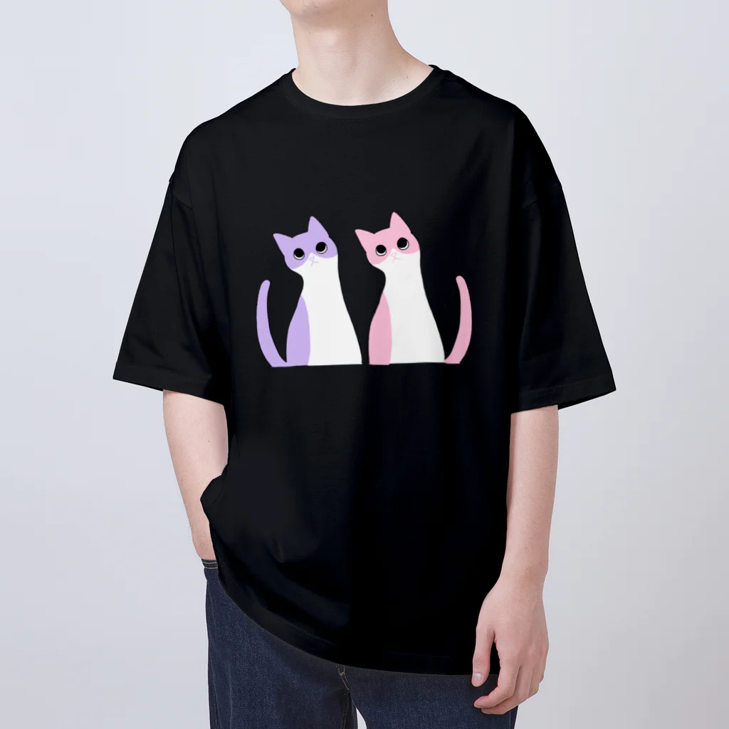 立琴の仲良しねこ オーバーサイズTシャツ