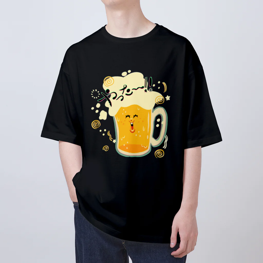 愉快レトロ雑貨屋★39太郎のやった〜★ビール君 オーバーサイズTシャツ