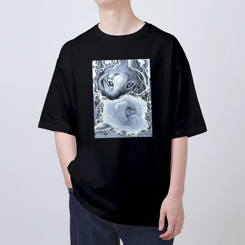 福　来の虎と薔薇 オーバーサイズTシャツ